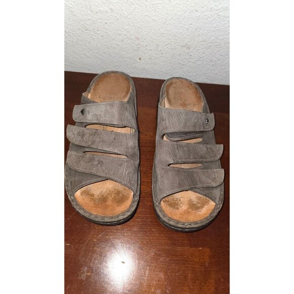 Finn Comfort Women's Taupe Leather Slide Sandals Adjustable Straps Size 43 - Picture 2 of 6